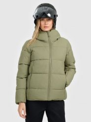 4F Kurtka narciarska membrana 5000 damska - khaki XS. Brązowe kurtki damskie 4f, na zimę, xs, bez wzorów, bez kaptura. Za 499.99 zł.