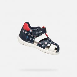 Sandały GEOX B SANDAL ZAPITO BOY Wielokolorowy. Czerwone sandały męskie Geox, ze skóry, bez zapięcia. Za 161.99 zł.