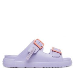 Klapki D.Franklin. Fioletowe klapki damskie D.Franklin, bez wzorów, bez obcasa. Za 169.99 zł.