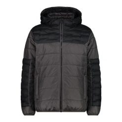 Kurtka puchowa z kapturem z poliestru CMP. Szare kurtki męskie CMP, m, bez wzorów, z puchu, z kapturem. W wyprzedaży za 599.50 zł.