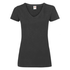 Koszulka Z Dekoltem W Szpic Dla Kobiet. Czarne koszulki sportowe damskie Fruit of the Loom, xs, bez wzorów, bez kołnierzyka, bez ramiączek, trekkingowe. Za 39.99 zł.