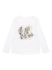 Guess Bluzka K5BI09 J1314 Biały Regular Fit. Białe bluzki dla dziewczynek Guess, z aplikacjami, z bawełny, bez kołnierzyka, bez ramiączek. Za 79.99 zł.