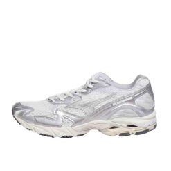 Mizuno Wave Rider 10 Metallic Snow White. Białe obuwie sportowe damskie Mizuno, bez wzorów, do biegania, mizuno wave. Za 509.99 zł.