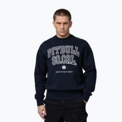 Bluza męska Pitbull So Cal Crewneck. Niebieskie bluzy sportowe męskie PITBULL, l, bez wzorów, z bawełny, bez kaptura, na fitness i siłownię. Za 149.99 zł.