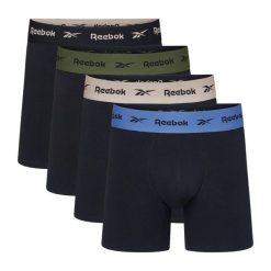 Bokserki męskie Reebok 4 sztuki. Czarne bokserki męskie Reebok, l, bez wzorów, z bawełny. Za 129.99 zł.