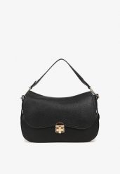 Czarna Torebka Listonoszka na Ramię z Aplikacją na Klapie Adurrive. Czarne torby na ramię damskie Born2be, z aplikacjami, klasyczne, bez dodatków. Za 159.99 zł.