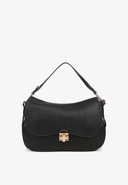 Czarna Torebka Listonoszka na Ramię z Aplikacją na Klapie Adurrive. Czarne torby na ramię damskie Born2be, z aplikacjami, klasyczne, bez dodatków. Za 159.99 zł.