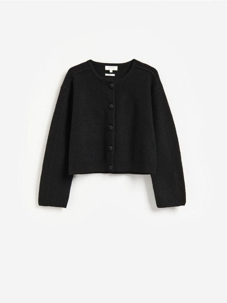 Wełniany kardigan - czarny. Czarne kardigany damskie Reserved, l, bez wzorów, z wełny. Za 299.99 zł.