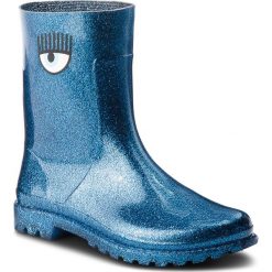 Kalosze CHIARA FERRAGNI - 18AI-CF2176 Blu. Niebieskie kozaki damskie Chiara Ferragni, z materiału. W wyprzedaży za 569.00 zł.
