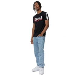 Koszulka Lonsdale Elphin. Czarne koszulki sportowe męskie Lonsdale, bez wzorów, z bawełny, bez kołnierzyka, bez ramiączek. Za 134.50 zł.