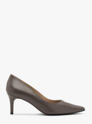 Szare czółenka damskie na szpilce JOAN. Szare czółenka damskie Ryłko, bez wzorów, z materiału, eleganckie, bez obcasa, na obcasie, bez zapięcia. Za 349.99 zł.