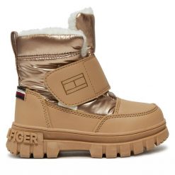 Śniegowce Tommy Hilfiger. Brązowe śniegowce dziewczęce Tommy Hilfiger, bez zapięcia. Za 419.99 zł.