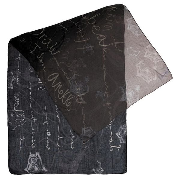 Czarny Wzorzysty Szal Damski Anekke REAL. Czarne szaliki i chusty damskie Anekke, bez wzorów, z materiału. Za 119.00 zł.