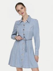 JDY Sukienka jeansowa Kamma 15338892 Błękitny Standard Fit. Niebieskie sukienki damskie JDY, s, bez wzorów, z bawełny, bez kołnierzyka, bez ramiączek. Za 129.99 zł.