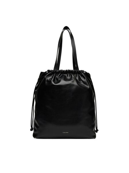 Calvin Klein Torebka Drawstring Tote LV04K3159G Czarny. Czarne torebki do ręki damskie Calvin Klein, bez wzorów, ze skóry, bez dodatków. Za 419.99 zł.