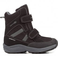 Botki zimowe "New Alaska" w kolorze czarnym. Czarne buty zimowe chłopięce Geox Kids, z gumy. W wyprzedaży za 185.95 zł.