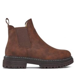 Sztyblety Roxy. Brązowe botki damskie Roxy, bez obcasa, na płaskiej podeszwie, bez zapięcia. Za 379.99 zł.