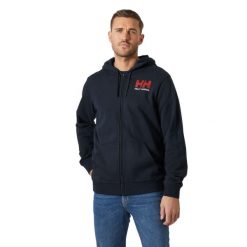 Bluza z kapturem z pełnym zamkiem błyskawicznym Helly Hansen Logo. Niebieskie bluzy męskie Helly Hansen, m, bez wzorów, z kapturem. Za 368.00 zł.