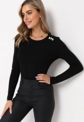 Czarny Wiskozowy Krótki Sweter z Guzikami w Kształcie Serduszek Drame. Czarne swetry damskie Born2be, m, bez wzorów, z wiskozy, bez kołnierzyka, bez ramiączek, krótkie, bez kaptura. Za 89.99 zł.