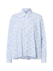 Emily van den Bergh Damska bluzka koszulowa Kobiety wiskoza biały|niebieski, 46. Białe bluzki damskie Emily van den Bergh, bez wzorów, z bawełny, biznesowe, bez kołnierzyka, bez ramiączek. Za 499.95 zł.