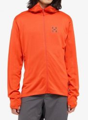 Bluza z kapturem męska Haglofs L.I.M Mid Multi II Hood. Czerwone bluzy męskie Haglöfs, l, bez wzorów, z materiału, z kapturem. Za 479.05 zł.
