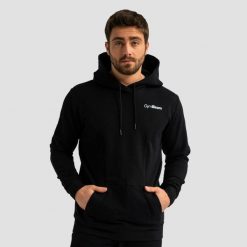 Bluza męska fitness z kapturem regular czarna Limitless. Czarne bluzy sportowe męskie GYMBEAM, l, bez wzorów, z bawełny, z kapturem, na fitness i siłownię. Za 113.90 zł.