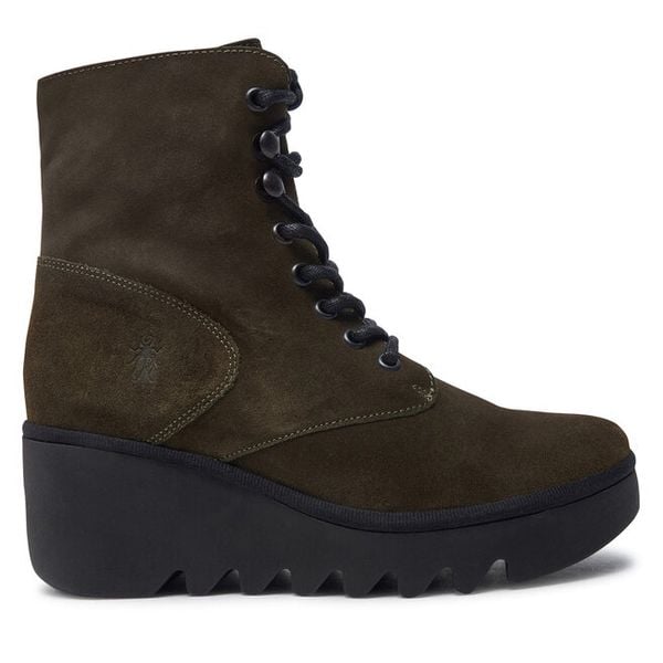 Trzewiki Fly London. Brązowe botki damskie Fly London, bez obcasa, na koturnie, bez zapięcia. Za 609.99 zł.