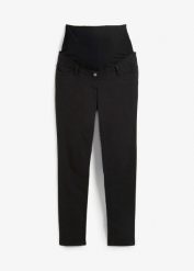 Spodnie ciążowe ze stretchem, slim fit. Czarne spodnie materiałowe damskie bonprix, bez wzorów. Za 199.99 zł.
