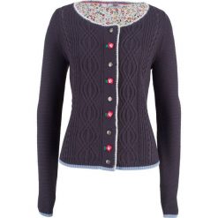 Sweter rozpinany z kwiatowym haftem bonprix jagodowy. Kardigany damskie marki bonprix. Za 79.99 zł.
