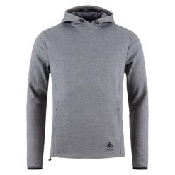 Bluza z kapturem do biegania męska Odlo Active 365 knit hoody. Szare bluzy sportowe męskie Odlo, m, bez wzorów, z kapturem, do biegania. W wyprzedaży za 387.65 zł.