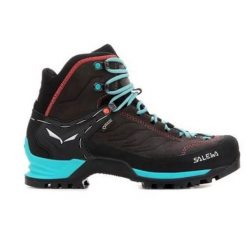 Buty trekkingowe damskie Salewa WS Mtn Trainer Mid Gtx czarne,turkusowe. Czarne obuwie sportowe damskie Salewa, bez wzorów, trekkingowe. W wyprzedaży za 853.60 zł.