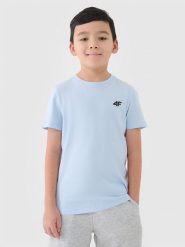 4F T-shirt regular gładki chłopięcy - niebieski 146 (10-11 lat). Niebieskie t-shirty dla chłopców 4f, bez wzorów, z bawełny, bez ramiączek. Za 29.99 zł.