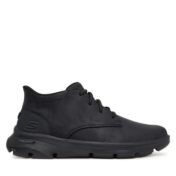 Trzewiki Skechers. Czarne botki męskie Skechers, bez wzorów, bez zapięcia. Za 359.99 zł.