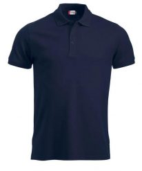 Clique Polo Manhattan męski — żakardowe paski na kołnierzu, ciemny granat. Niebieskie paski damskie CLIQUE, bez wzorów, z bawełny, eleganckie. Za 120.07 zł.