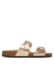 ONLY Shoes Klapki Onlmaxi-13 Pu Strap Buckle 15331392 Złoty. Żółte klapki damskie ONLY Shoes, bez wzorów, ze skóry, bez obcasa. Za 119.99 zł.