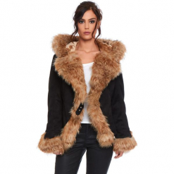 Kurtka "Elie" w kolorze beżowo-czarnym. Czarne kurtki damskie Cosy Winter, na zimę. W wyprzedaży za 363.95 zł.