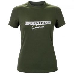 Koszulka z krótkim rękawem damska Equestrian Queen Jade 24SS. Zielone koszule damskie EQUESTRIAN QUEEN, m, bez wzorów, sportowe, bez kołnierzyka. Za 136.99 zł.