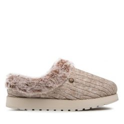 Kapcie Skechers. Brązowe kapcie damskie Skechers, bez wzorów. Za 169.99 zł.