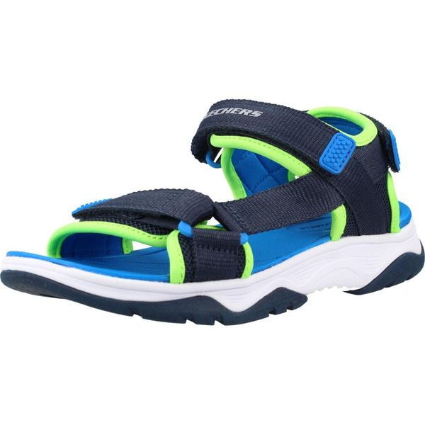 Sandały SKECHERS 407013L Niebieski. Niebieskie sandały męskie Skechers, z tkaniny, bez zapięcia. Za 170.99 zł.