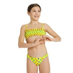 Strój kąpielowy dziewczęcy dwuczęściowy na basen plażę Arena Bikini. Żółte stroje kąpielowe dla dziewczynek Arena, bez wzorów. Za 89.99 zł.