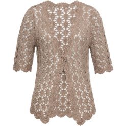 Sweter rozpinany szydełkowy bonprix brunatny. Brązowe kardigany damskie bonprix. Za 99.99 zł.