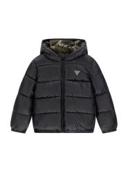Guess Kurtka zimowa L6YL01 W2655 Czarny Regular Fit. Czarne kurtki i płaszcze dla chłopców Guess, na zimę, z aplikacjami, z syntetyku, bez kaptura. Za 394.99 zł.