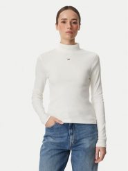 Tommy Jeans Bluzka Essential DW0DW19830 Biały Slim Fit. Białe koszule damskie Tommy Jeans, m, bez wzorów, z bawełny, bez kołnierzyka, bez ramiączek. Za 209.99 zł.