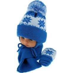 Czapka niemowlęca z szalikiem i rękawiczkami 014C niebieska. Czapki dla dzieci marki Proman. Za 46.14 zł.
