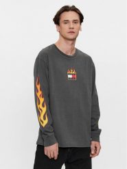 Tommy Jeans Longsleeve Burning Badge DM0DM17741 Szary Relaxed Fit. Szare bluzki z długim rękawem męskie Tommy Jeans, m, bez wzorów, z bawełny, bez kołnierzyka. Za 159.99 zł.