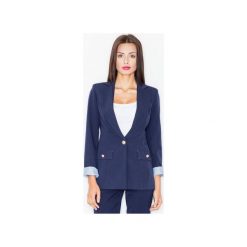 Żakiet489 Granat. Niebieskie żakiety damskie Figl, xl, bez wzorów, klasyczne. Za 159.00 zł.