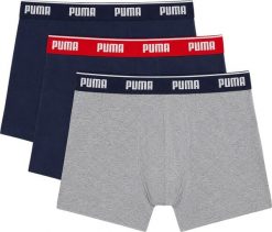 Puma Bokserki męskie 3 pak granatowe, szare 947130 05 2XL. Szare bokserki męskie Puma, m, bez wzorów. Za 117.50 zł.