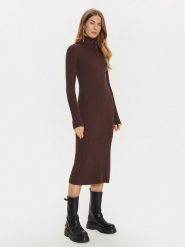 TWINSET Sukienka dzianinowa 242TT3062 Brązowy Slim Fit. Brązowe sukienki damskie Twinset, s, bez wzorów, z dzianiny, bez kołnierzyka, bez ramiączek. Za 629.99 zł.