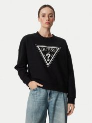 Guess Bluza W6YQ14 K4352 Czarny Relaxed Fit. Czarne bluzy damskie Guess, xxl, z aplikacjami, z bawełny, bez kaptura. Za 394.99 zł.
