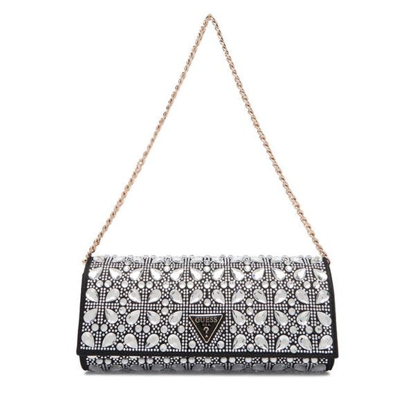 Torebka Guess. Szare kopertówki damskie Guess, z aplikacjami, bez dodatków. Za 719.99 zł.